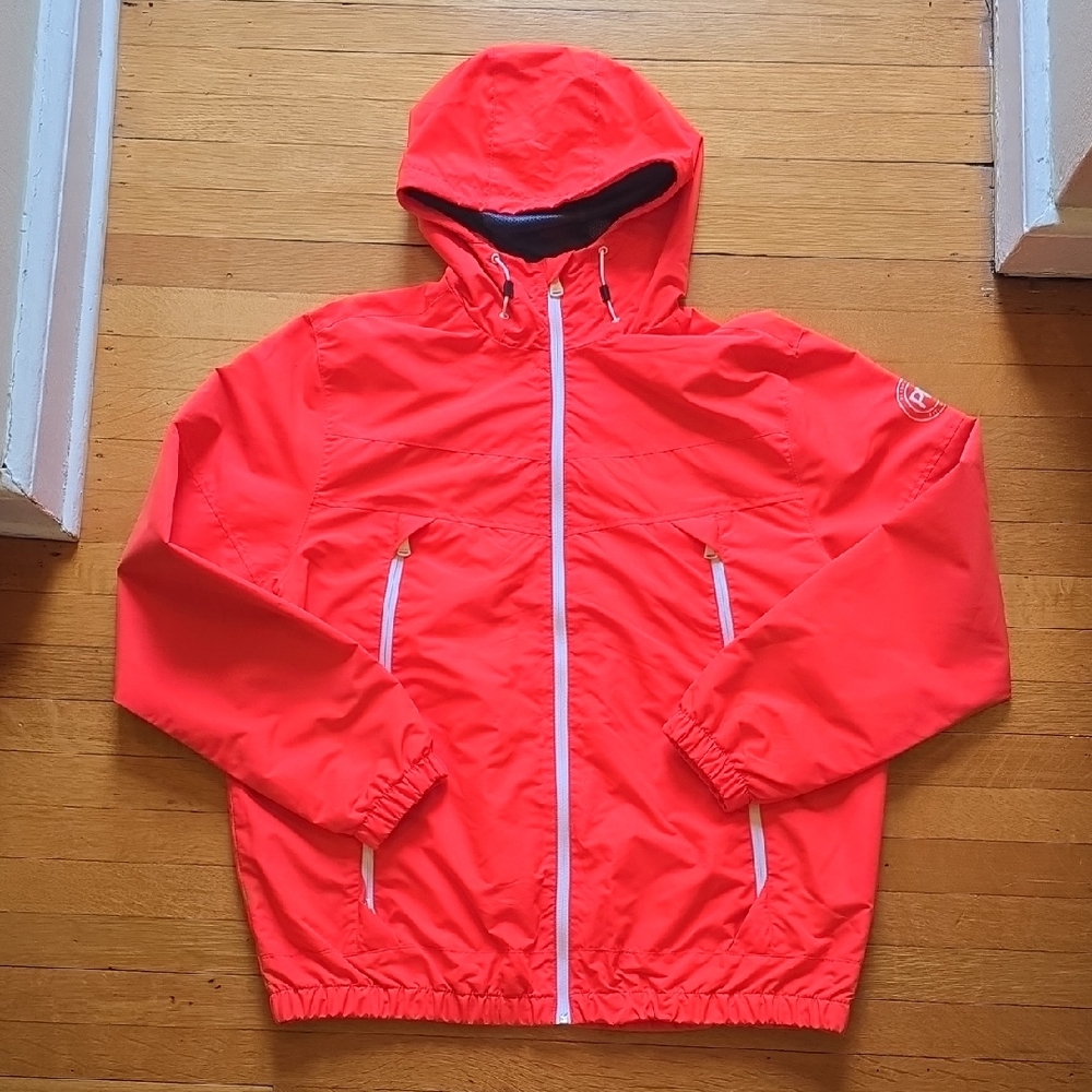 Perry Ellis, Portfolio Windbreaker Jacket, Orange & White, EUC, Men's L